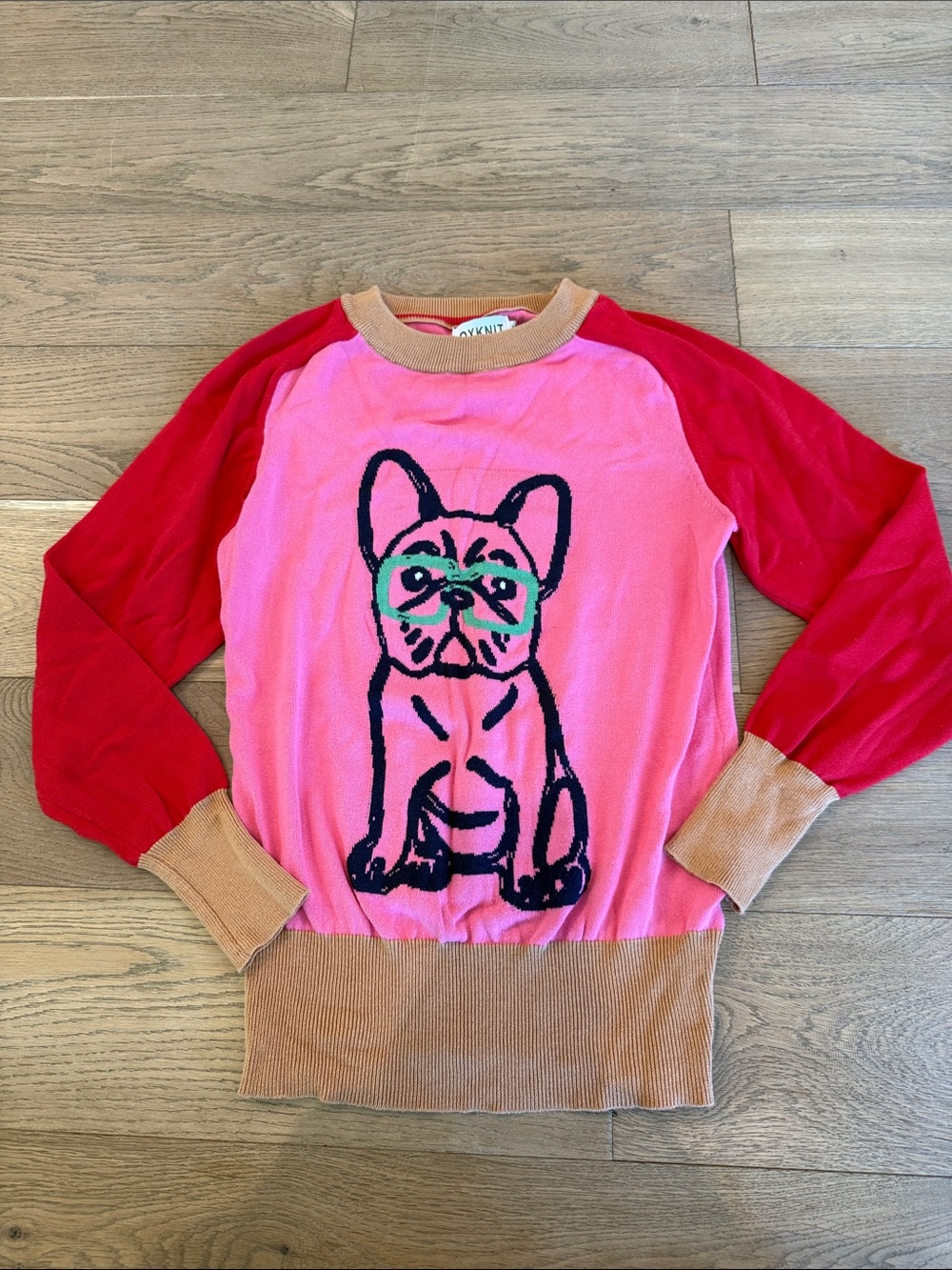Oxknit French Bulldog Colorblock Sweater - M